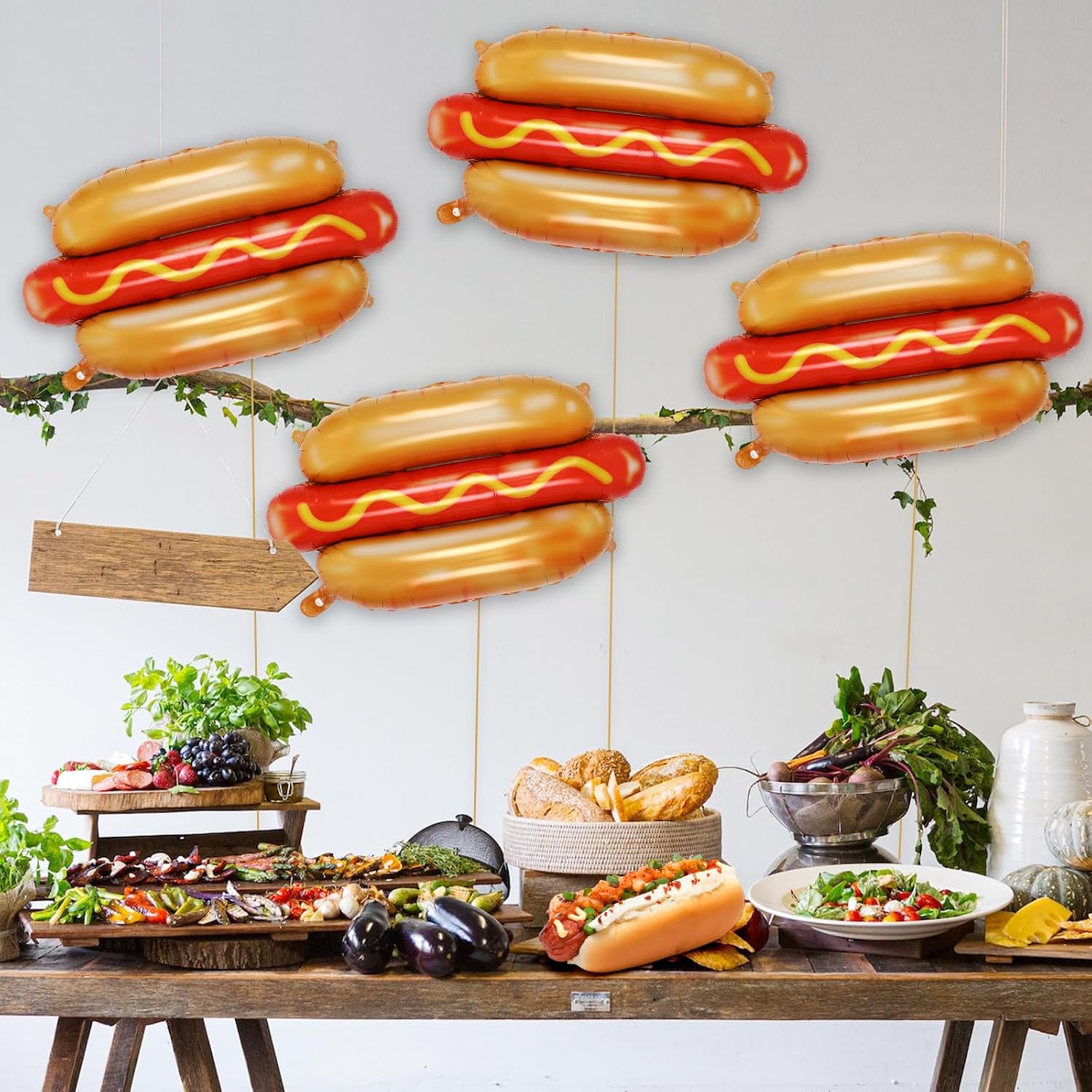 Food Giant Snacks - 6PC 거대한 핫도그 풍선, 음식 호일